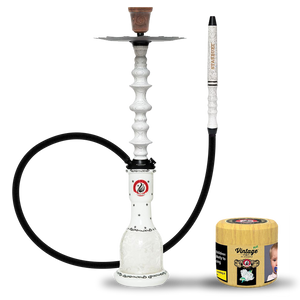 Starbuzz Woodline Hookah Bundle - White with Black Stripes (White Mist)