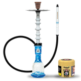 Starbuzz Woodline Hookah Bundle - White with Blue Stripes