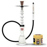 Starbuzz Woodline Hookah Bundle - White with Black Stripes (Dark Mist)