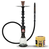 Starbuzz Woodline Hookah Bundle - Black with Silver Stripes