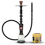 Starbuzz Woodline Hookah Bundle - Black with Silver Stripes