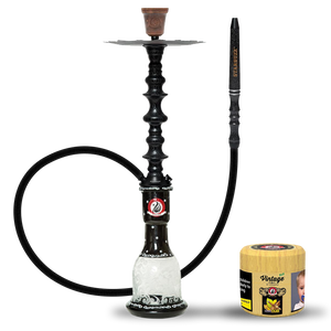 Starbuzz Woodline Hookah Bundle - Black with Silver Stripes