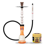 Starbuzz Woodline Hookah Bundle - White with Orange Stripes