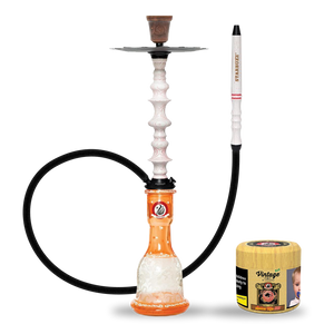 Starbuzz Woodline Hookah Bundle - White with Orange Stripes